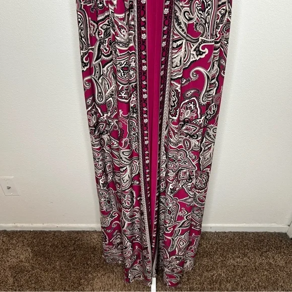 INC Womens Magenta Paisley V-Neck Sleeveless Jersey Maxi Dress Plus Size 1X - Picture 4 of 10